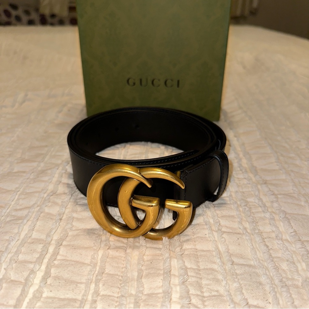 Gucci Marmont Black Leather Belt Size 115 - Authentic